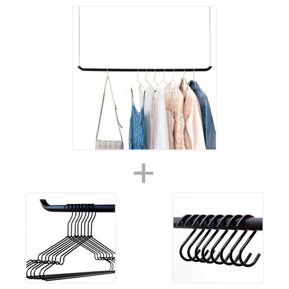 Kleiderstangen Bundle aus Hängekleiderstange, Kleiderbügel und Haken
